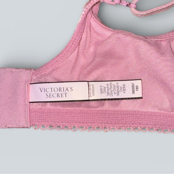 Victoria’s Secret Dream Angels Push Up Without Padding Lace Velvet Bra | Pink - Picture 4 of 6